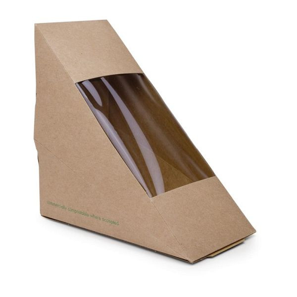 Vegware Kompostovateľné kartónové krabice pre sendvičové rohy, balenie 500 ks, DW624