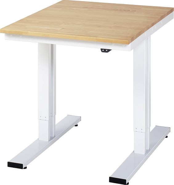 Pracovný stôl RAU série adlatus 300 (elektricky výškovo nastaviteľný), masívna buková doska, 750x720-1120x1000 mm, 08-WT-075-100-B