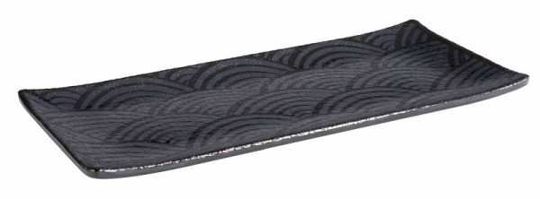 APS podnos -DARK WAVE-, 23 x 10,5 cm, výška: 1,5 cm, melamín, vnútro: dekor, vonku: čierna, 84905
