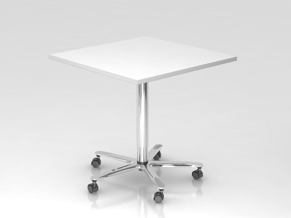 Stĺpový zdvíhací stôl Hammerbacher 80x80cm biela/chróm, chrómovaný rám, VST88/W/C