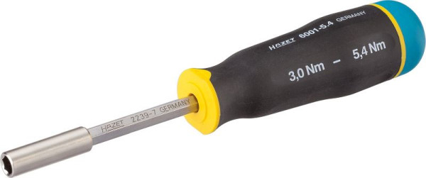 Momentový skrutkovač Hazet, Nm min-max: 3 - 5,4 Nm, tolerancia: 6%, dutý šesťhran 6,3 (1/4 palca), počet nástrojov: 3, 6001-5,4/3