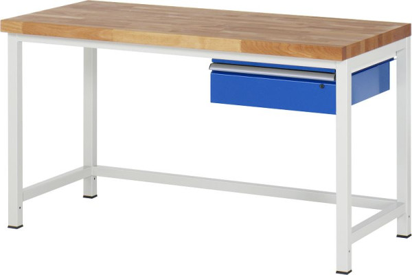 Pracovný stôl RAU séria 8000 - rámová konštrukcia (zváraný rám), 1 x zásuvka, 1500x840x700 mm, 03-8001A1-157B4S.11