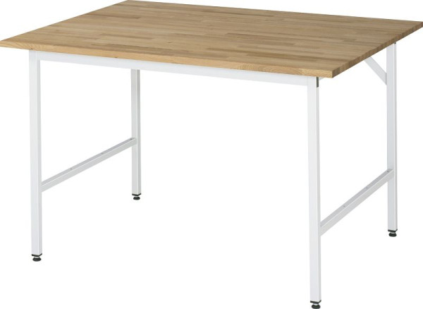 Pracovný stôl zo série RAU Jerry (3030) - výškovo nastaviteľná, masívna buková doska, 1250x800-850x1000 mm, 06-500B10-12.12