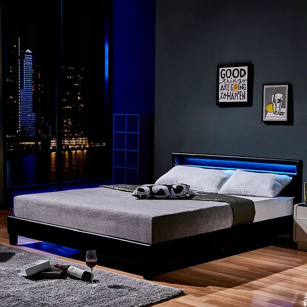 HOME DELUXE LED posteľ ASTRO s matracom – 180 x 200 cm biela, 21106-50190