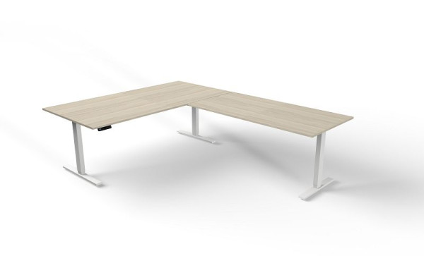 Sedací/stojací stôl Kerkmann Š 2000 x H 1000 mm s prídavným prvkom, elektricky výškovo nastaviteľný od 720-1200 mm, Move 3, farba: javor, 10384050