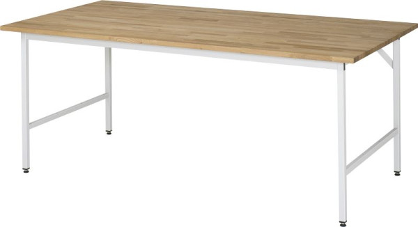 Pracovný stôl zo série RAU Jerry (3030) - výškovo nastaviteľná, masívna buková doska, 2000x800-850x1000 mm, 06-500B10-20.12
