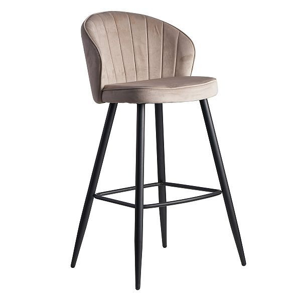 Wohnling barová stolička zamatová béžová s operadlom 56 x 102,5 x 52,5 cm, škandinávska látka / kov 110 kg, WL6.291