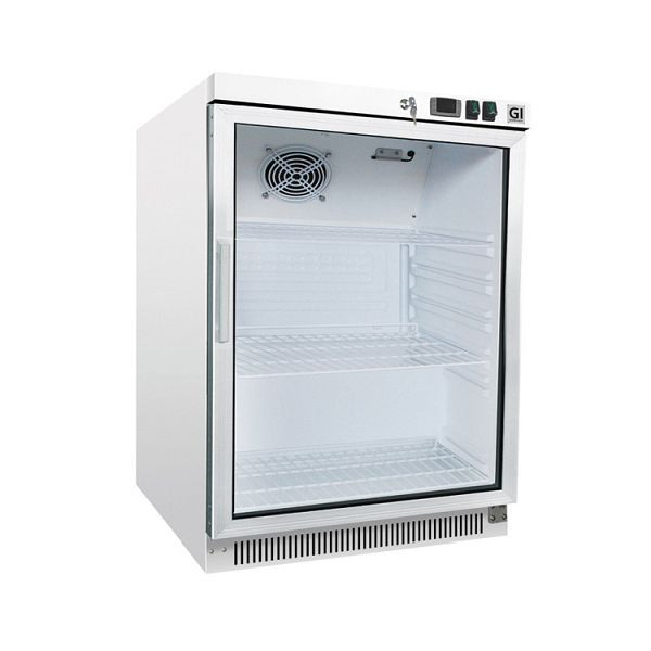 Biela oceľová gastro-inoxová chladnička so sklenenými dverami 200 litrov staticky chladená, čistý objem 200 litrov, 204.002