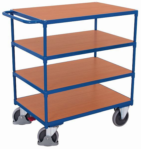 Ťažký stolový vozík VARIOfit so 4 ložnými plochami, vonkajšie rozmery: 1 390 x 800 x 1 235 mm (ŠxHxV), sw-800.700