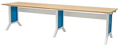 Pracovný stôl Bedrunka+Hirth Workline, výškovo nastaviteľný, so svorkou, 3000x750x735 - 1100 mm, 07.30.15A