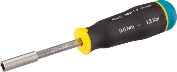 Momentový skrutkovač Hazet, Nm min-max: 0,6 - 1,5 Nm, tolerancia: 10%, dutý šesťhran 6,3 (1/4 palca), počet nástrojov: 3, 6001-1,5/3
