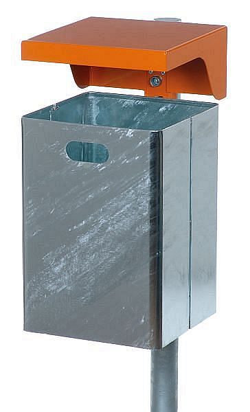 Renner obdĺžnikový odpadkový kôš 40 l (bez popolníka), na pripevnenie na stenu a stĺp, pozinkovaný, stojan a digestor potiahnutý, železná sľuda, 7049-00PB DB703