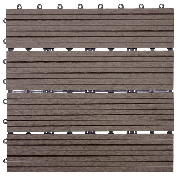 Mendler WPC dlažba Rhone, balkón/terasa v drevenom vzhľade, 11x každá 30x30cm = 1m2, základňa, kávová lineárna, 54439