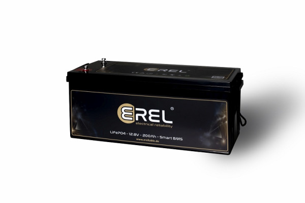 EREL 12,8V LiFePO4 lítiová úložná a napájacia batéria 200Ah 2560Wh s monitorovaním aplikácie, ER-12V200BT6