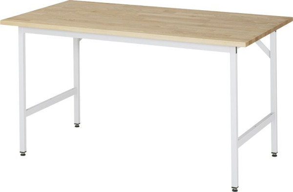 Pracovný stôl série RAU Jerry (3030) - výškovo nastaviteľná, masívna buková doska, 1500x800-850x800 mm, 06-500B80-15.12