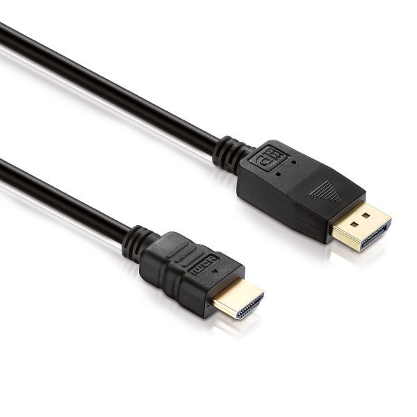 Prepojovací kábel Helos, konektor DisplayPort/konektor HDMI, BASIC, 1,0 m, čierny, 118876