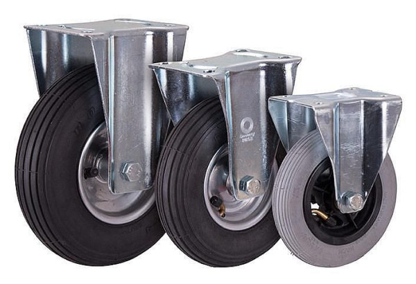 Pevné koliesko VARIOfit s pneumatikami, 150 x 30 mm, sivé, na oceľovom ráfiku, bpl-150.001
