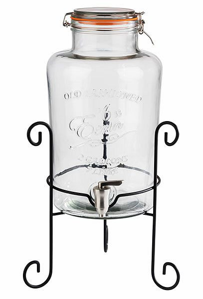 Automat na nápoje APS, Ø 27 cm, výška: 50,5 cm, 7 litrov, sklenená nádoba, nerezový kohútik, kovový rám, čierna, 10409