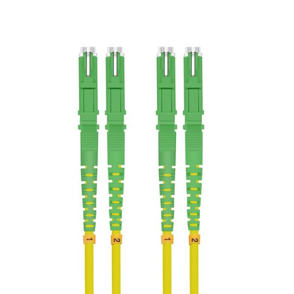 Optický patch kábel Helos E2000® APC/E2000® APC (LSH) duplex 9/125µm OS2 žltý 1,0m, 254651