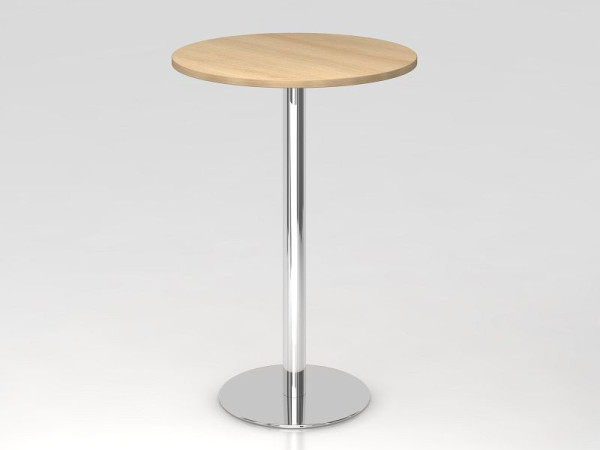 Hammerbacher barový stôl 80cm okrúhly dub/chróm, chrómovaný rám, VSTH08/E/C