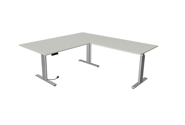 Kerkmann sedací/stojací stôl Move 3 strieborný Š 2000 x H 1000 mm s prídavným prvkom 1200 x 800 mm, svetlosivá, 10235611