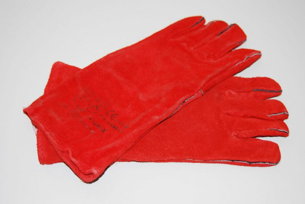 Tryskacie rukavice ELMAG, červená koža, 5 prstov, robustné a poddajné, 21565