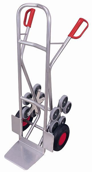 Hliníkový schodiskový vozík VARIOfit, 2 päťramenné hviezdice kolies, vonkajšie rozmery: 610 x 705 x 1 310 mm (ŠxHxV), ap-1301