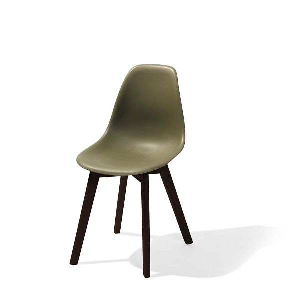 Stohovacia stolička VEBA Keeve zelená bez podrúčok, rám z tmavého brezového dreva a plastový sedák, 47 x 53 x 83 cm (ŠxHxV), 505FD01SDG