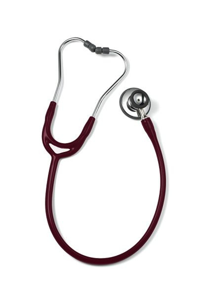 ERKA stetoskop pre dospelých s mäkkými ušnými nástavcami, membránová strana (dvojmembránová) a lieviková strana, dvojkanálový tubus Presný, farba: bordová, 531.00060