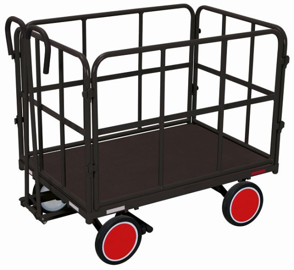 Ručný plošinový vozík VARIOfit so 4 rúrkovými stenami, vonkajšie rozmery: 1 320 x 815 x 1 200 mm (ŠxHxV), súprava kolies: celogumové obruče, zu-45121/AG