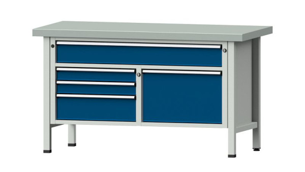 Pracovné stoly ANKE skriňový pracovný stôl, model 256 V, 1500 x 700 x 850 mm, RAL 7035/5010, ZBP 50 mm, 304.110
