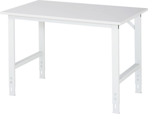 Pracovný stôl série RAU Tom (6030) - výškovo nastaviteľný, melamínová doska, 1250x760-1080x800 mm, 06-625M80-12.12