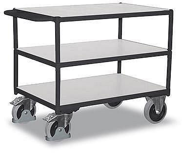 VARIOfit ťažký ESD stolový vozík s 3 ložnými plochami, vonkajšie rozmery: 1 390 x 800 x 920 mm (ŠxHxV), sw-800.662