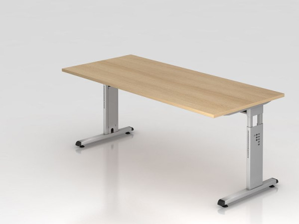 Hammerbacher písací stôl C-noha 180x80cm dub/strieborná, pracovná výška 65-85 cm, VOS19/E/S