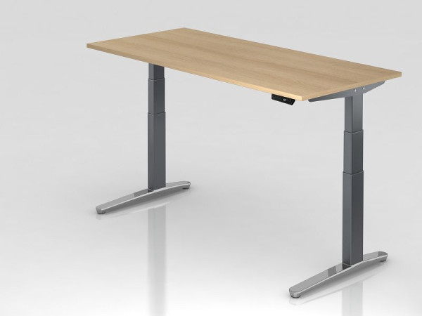 Hammerbacher elektrický sedací stôl 180x80cm dub/grafit, leštený, obdĺžnikový tvar, VXBHM19/E/GC