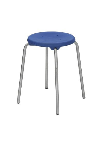 Lotz nerezová stolička, PU sedadlo, modrá, s nerezovou vložkou, Ø 350 mm, odolná, výška sedadla 580 mm, nerez, stohovateľná, 3258.33