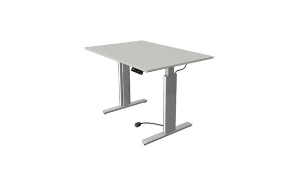 Sedací/stojací stôl Kerkmann Move 3 strieborný, Š 1200 x H 800 mm, elektricky výškovo nastaviteľný od 720-1200 mm, svetlosivý, 10231611