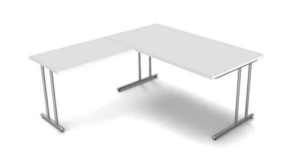 Kerkmann písací stôl Š 1600 mm s predĺžením 1000 x 600 mm, svetlosivá, 11467311