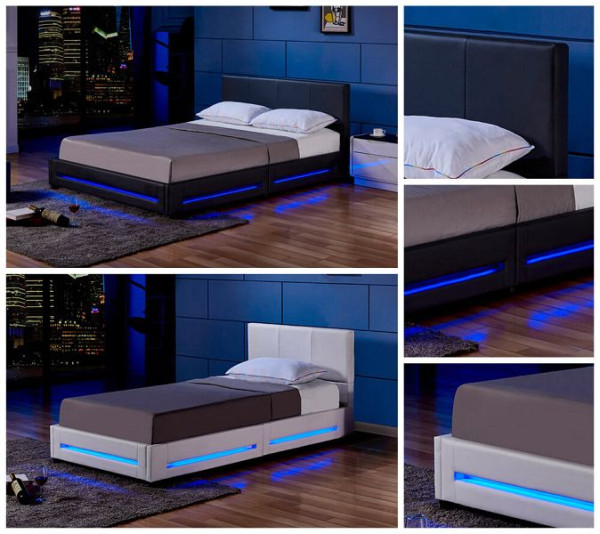 LED posteľ HOME DELUXE ASTEROID s matracom - čierna, 160 x 200 cm, s matracom, 16874-31671