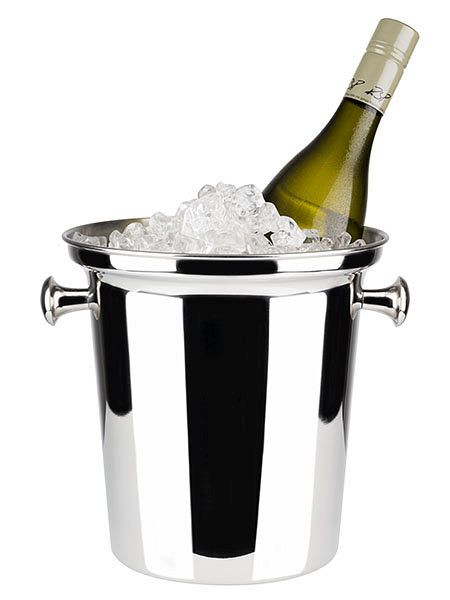 Chladnička na víno/šampanské APS, Ø 21,5 cm, výška: 22 cm, leštená nehrdzavejúca oceľ, matné vnútro, s masívnymi gombíkovými rúčkami, stabilné, zrolovaný okraj, 36028