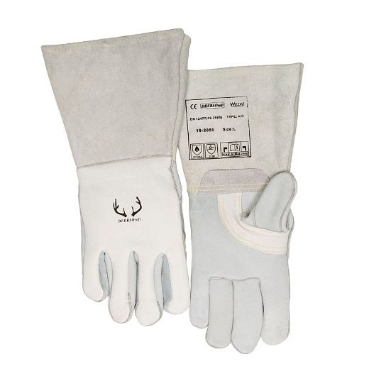ELMAG 5-prstové zváračské rukavice WELDAS 10-2850 XL, MIG/MAG/MMA z jelenej kože, dĺžka: 36 cm, veľkosť 9,5 (1 pár), 59113