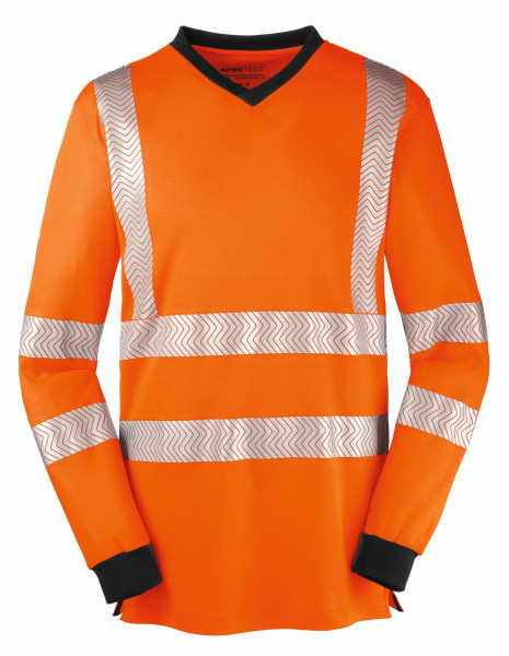 4PROTECT viditeľná košeľa s dlhým rukávom JACKSONVILLE, žiarivo oranžová/sivá, veľkosť: XS, 10ks, 3436-XS