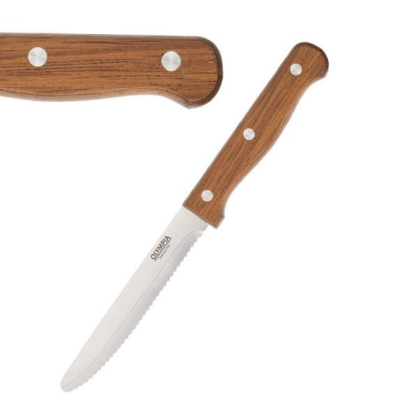 Steakový nôž Olympia s guľatou špičkou z dreva, PU: 12 kusov, CS717
