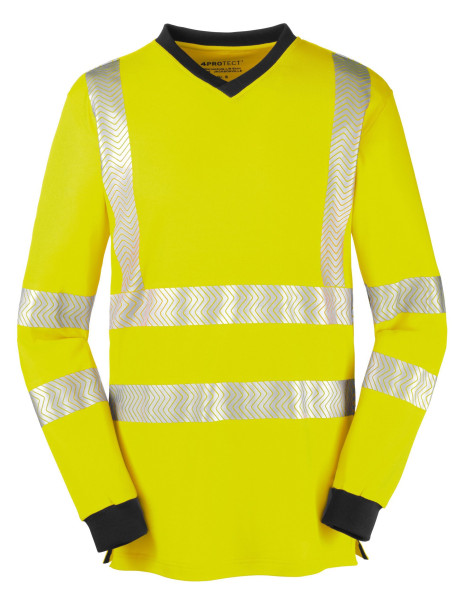 4PROTECT viditeľná košeľa s dlhým rukávom JACKSONVILLE, žiarivo žltá/sivá, veľkosť: XS, 10ks, 3437-XS