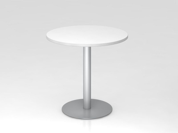 Hammerbacher rokovací stôl 80cm okrúhly bielo/strieborný, strieborný rám, VSTF08/W/S