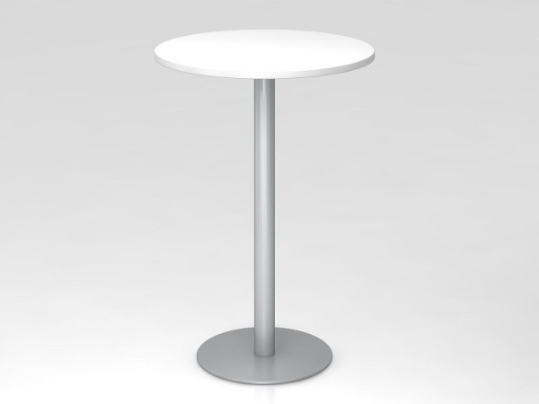 Hammerbacher barový stôl 80 cm okrúhly bielo/strieborný, strieborný rám, VSTH08/W/S