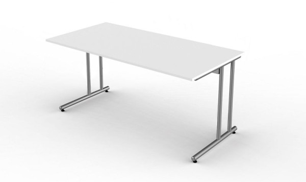 Písací stôl Kerkmann s C-nožným rámom, Start Up, Š 1600 mm x H 800 mm x V 750 mm, farba: biela, 11434010