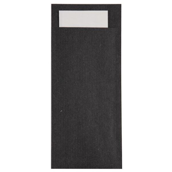 Čierna taška na príbor Europochette s bielym obrúskom (krabička 500) (500 kusov), CK236