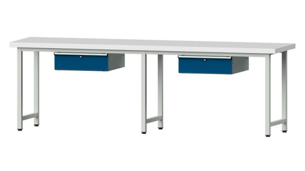 Pracovné lavice ANKE pracovný stôl, model 93, 2800 x 700 x 900 mm, RAL 7035/5010, KSP 50 mm, 400.423
