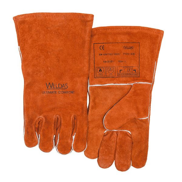 ELMAG 5-prstové zváračské rukavice WELDAS 10-2101 XL, MIG/MAG/MMA z bavlny, dĺžka: 34 cm, veľkosť 9,5 (1 pár), 59101